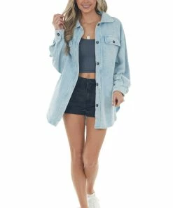 BiBi Baby Blue Acid Wash Oversized Shacket