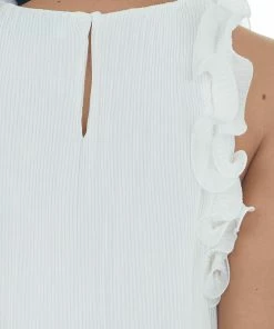 1 Funky White Pleated Blouse With Ruffle Straps 16 1 Funky White Pleated Blouse With Ruffle Straps