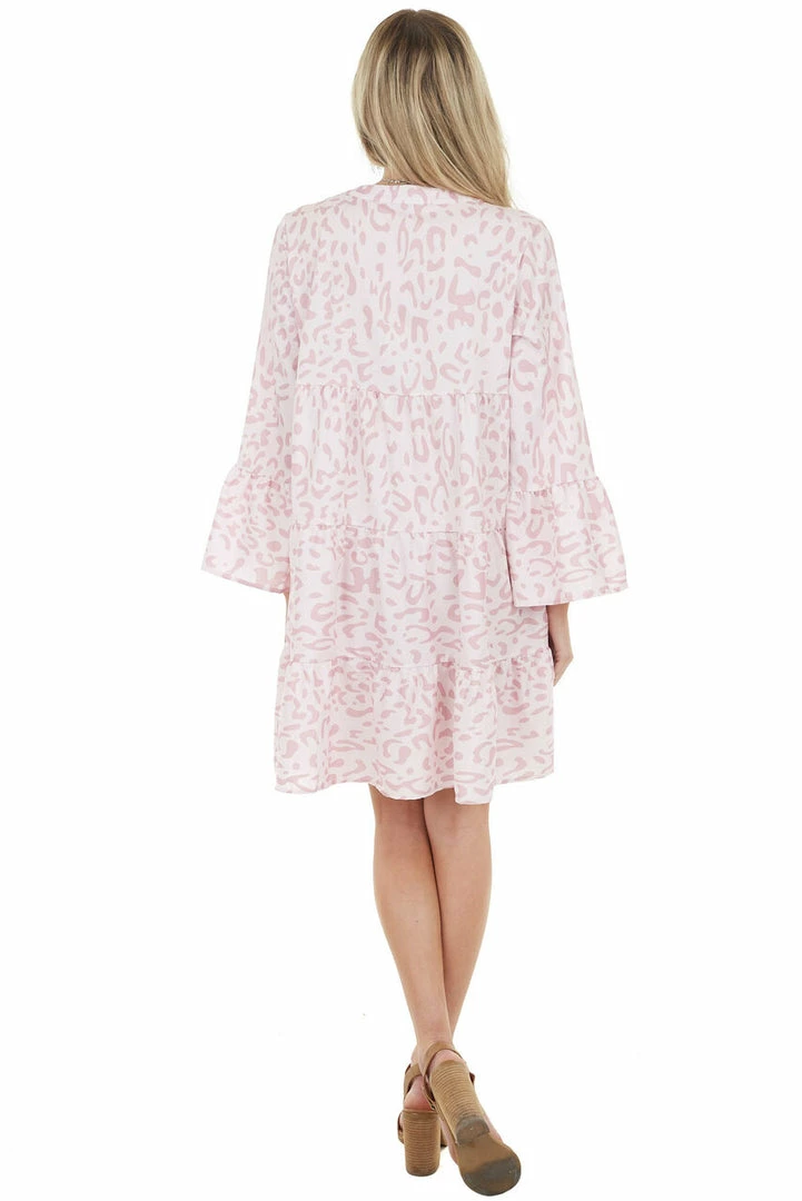 Shiying Fashion Blush Leopard Print Tiered Short Swing Dress Dresses 18 Shiying Fashion Blush Leopard Print Tiered Short Swing Dress Dresses