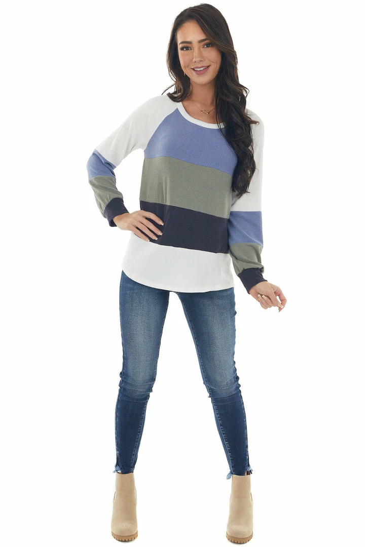 Ces Femme Dusty Blue Colorblock Long Sleeve Knit Top 12 Ces Femme Dusty Blue Colorblock Long Sleeve Knit Top