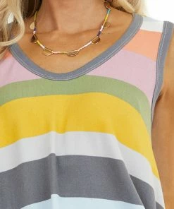 B-Tween Tops Multicolor Striped Sleeveless Super Soft Trapeze Knit Top 32 B-Tween Tops Multicolor Striped Sleeveless Super Soft Trapeze Knit Top