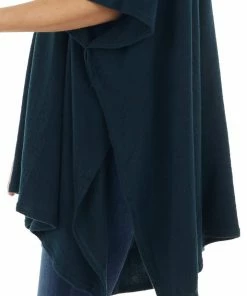 Main Strip Tops Dark Pine Oversized V Neck Poncho With Front Sewing Detail