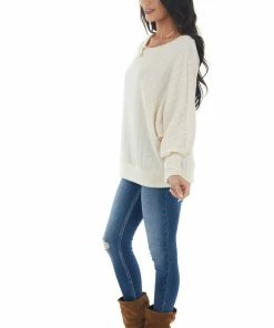 143 Story Tops Vanilla Textured Knit Banded Dolman Sleeve Top 33 143 Story Tops Vanilla Textured Knit Banded Dolman Sleeve Top