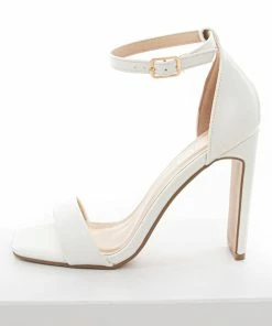 CCOCCI Shoes White Open Square Toe High Heel Sandals