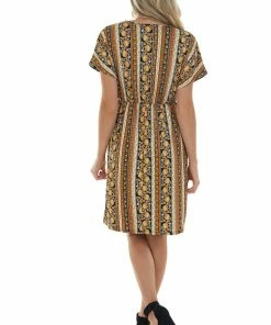 Haptics Mango And Black Striped Print Short Dress