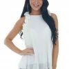 1 Funky White Pleated Blouse With Ruffle Straps
