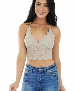 Wishlist Accessories Latte Floral Lace Racerback Bralette