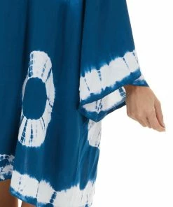 Kori America Sea Blue And Ivory Circle Tie Dye Woven Kimono