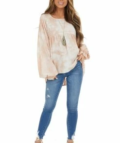 Umgee Dusty Blush And Ivory Tie Dye Swiss Dot Long Sleeve Top 33 Umgee Dusty Blush And Ivory Tie Dye Swiss Dot Long Sleeve Top
