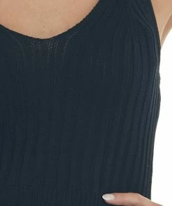 143 Story Black V Neck Ribbed Knit Cropped Tank Top 26 143 Story Black V Neck Ribbed Knit Cropped Tank Top