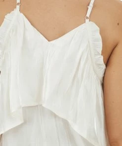 Andree Champagne Shimmer Sleeveless Top With Criss Cross Straps Tops