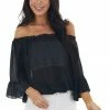Ninexis Black Off The Shoulder Top With Ruffle Detail