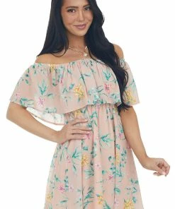 Flying Tomato Misty Rose Floral Print Woven Short Dress Dresses