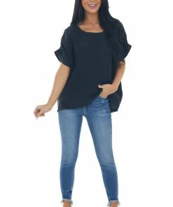Umgee Tops Charcoal Mineral Washed Top With Chest Pocket 17 Umgee Tops Charcoal Mineral Washed Top With Chest Pocket