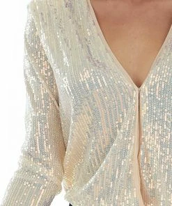 Lush Clothing Champagne Sequined Bodysuit With Shoulder Pads 13 Lush Clothing Champagne Sequined Bodysuit With Shoulder Pads