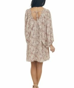 Jodifl Coconut Leopard Print Open Bubble Sleeve Dress