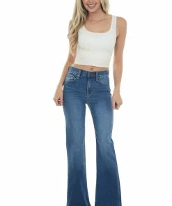 Sneak Peek Medium Wash High Rise Flare Leg Denim Jeans