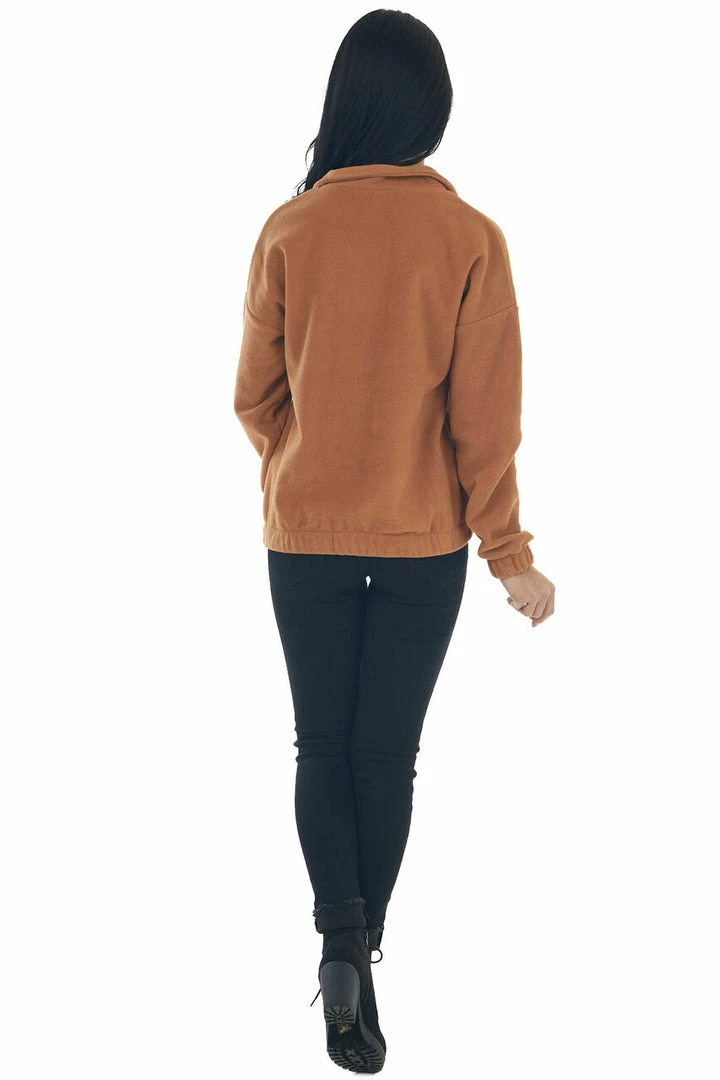 Shewin Copper Half Zipper Pullover Fleece Sweatshirt Tops 16 Shewin Copper Half Zipper Pullover Fleece Sweatshirt Tops