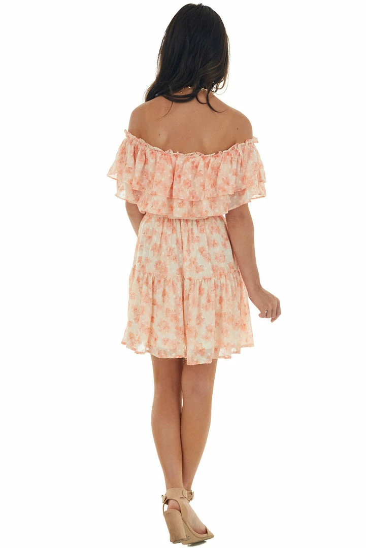 Flying Tomato Dresses Peach Floral Off Shoulder Ruffle Tiered Dress 6 Flying Tomato Dresses Peach Floral Off Shoulder Ruffle Tiered Dress