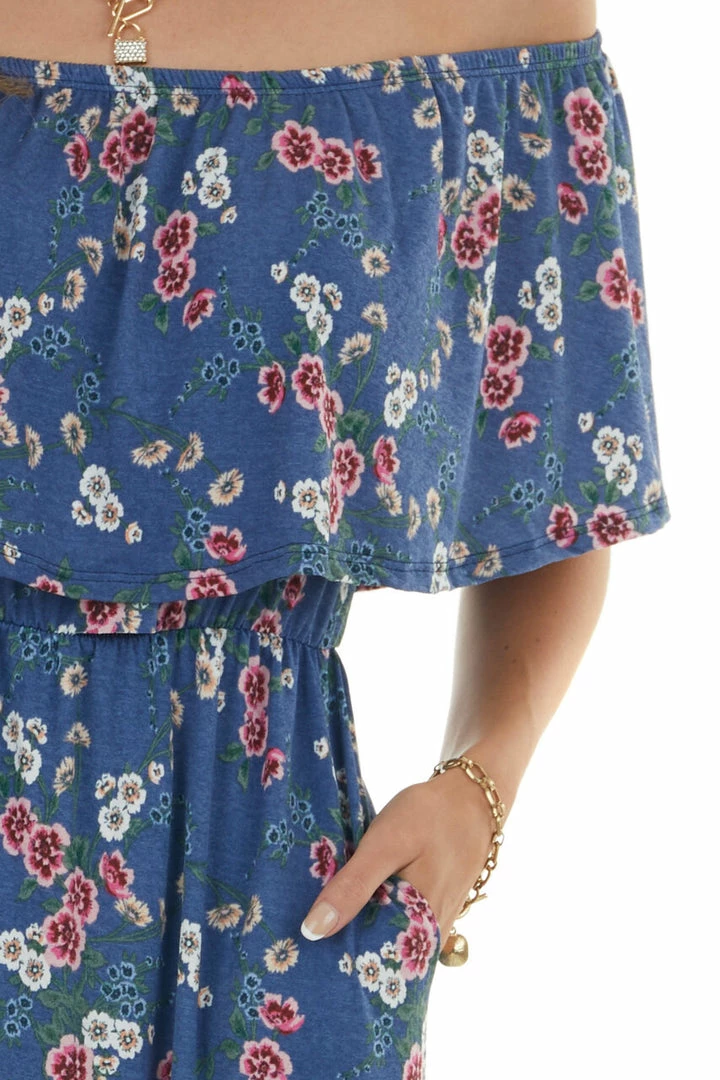 Celeste Design Navy Floral Print Ruffle Overlay Maxi Dress Dresses 10 Celeste Design Navy Floral Print Ruffle Overlay Maxi Dress Dresses