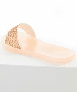 Legend Footwear Peach Jelly Sandal With Rose Gold Rhinestones Shoes
