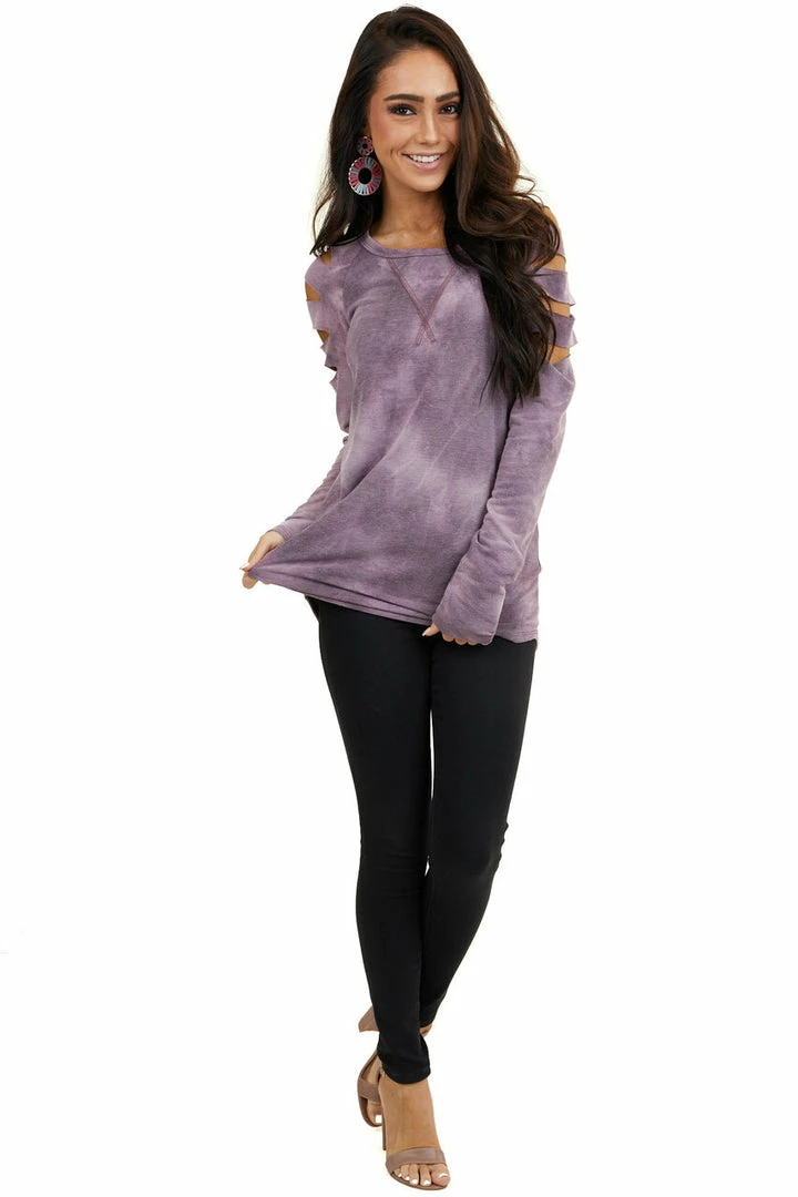 7th Ray Lavender Tie Dye Long Sleeve Top With Laser Cut Out Details 15 7th Ray Lavender Tie Dye Long Sleeve Top With Laser Cut Out Details