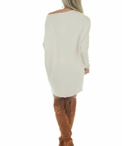 Umgee Vanilla One Shoulder Soft Short Sweater Dress