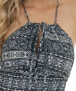 ROKOKO Dresses Charcoal And Ivory Abstract Print Maxi Dress