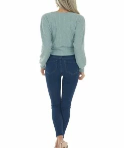 LE LIS Tops Sage Long Sleeve Surplice Cropped Ribbed Top 27 LE LIS Tops Sage Long Sleeve Surplice Cropped Ribbed Top