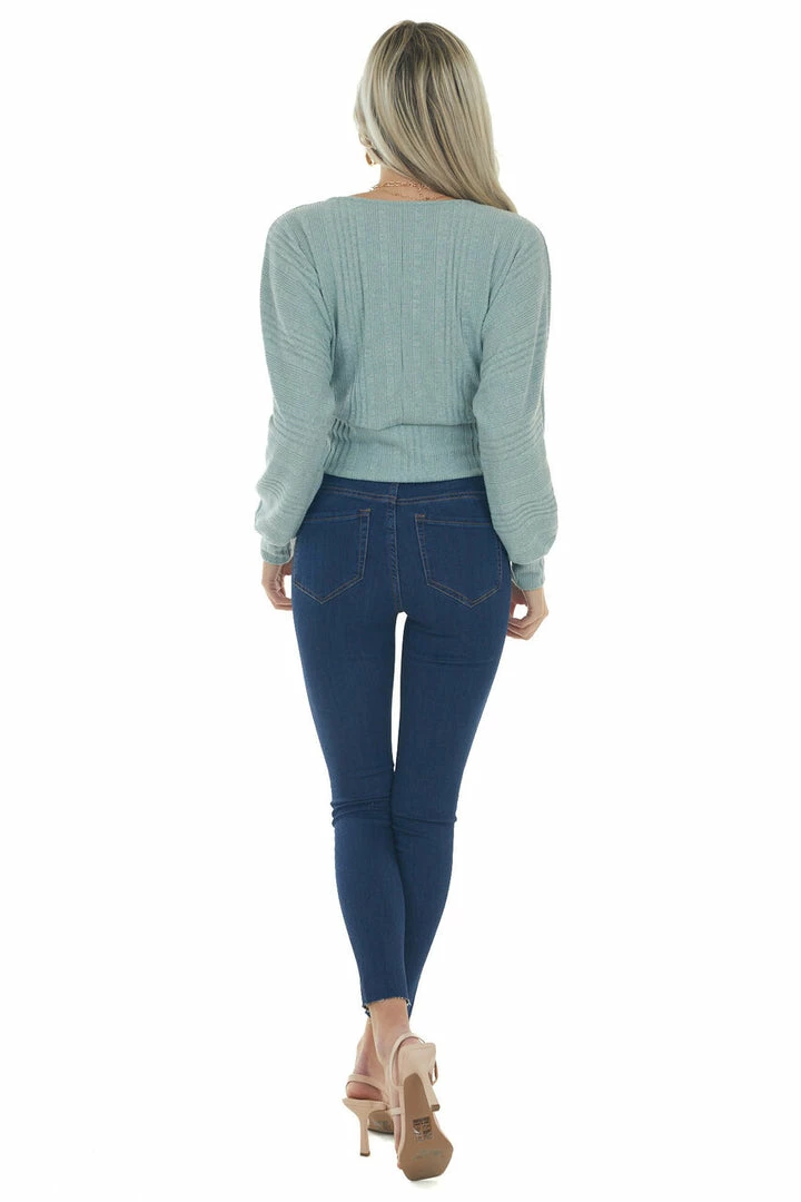 LE LIS Tops Sage Long Sleeve Surplice Cropped Ribbed Top 12 LE LIS Tops Sage Long Sleeve Surplice Cropped Ribbed Top