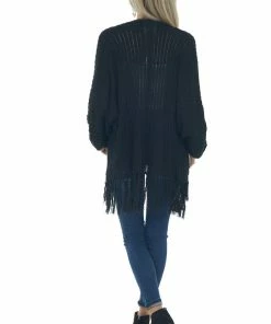 Fantastic Fawn Tops Black Long Sleeve Open Front Cardigan