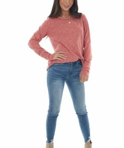 BiBi Melange Ruby Long Sleeve Thumb Hole Knit Top Tops 32 BiBi Melange Ruby Long Sleeve Thumb Hole Knit Top Tops