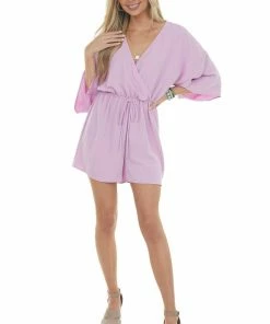 143 Story Orchid 3-4 Kimono Sleeve Romper With Elastic Waistline 15 143 Story Orchid 3-4 Kimono Sleeve Romper With Elastic Waistline