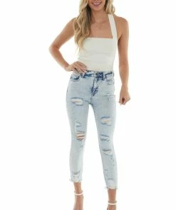 Cello Jeans Light Acid Wash High Rise Cropped Skinny Jeans Bottoms 17 Cello Jeans Light Acid Wash High Rise Cropped Skinny Jeans Bottoms