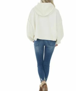 HYFVE Tops Ivory Long Sleeve Hooded Sherpa Jacket