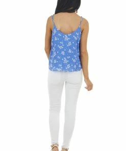 Lush Clothing Cornflower Floral Print Sleeveless Blouse With Tie Detail Tops 27 Lush Clothing Cornflower Floral Print Sleeveless Blouse With Tie Detail Tops