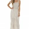 She + Sky Copper And Off White Striped Woven Maxi Dress