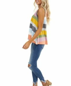 B-Tween Tops Multicolor Striped Sleeveless Super Soft Trapeze Knit Top 29 B-Tween Tops Multicolor Striped Sleeveless Super Soft Trapeze Knit Top