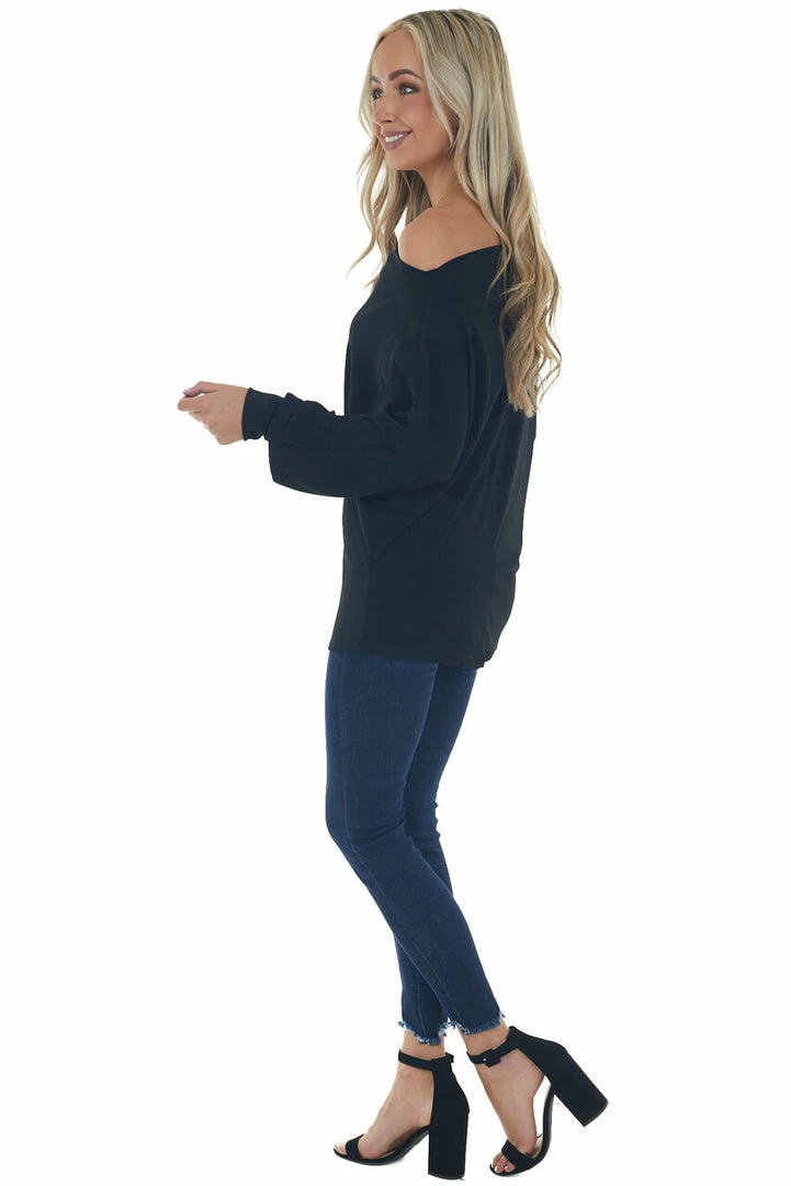 Eesome Black Off The Shoulder Banded Cuff Knit Top 9 Eesome Black Off The Shoulder Banded Cuff Knit Top