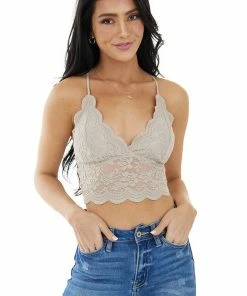 Wishlist Accessories Latte Floral Lace Racerback Bralette