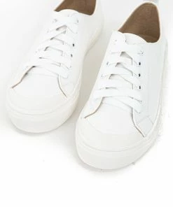 CCOCCI Ivory Faux Leather Sneakers With White Laces And Rubber Sole