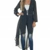 FSL APPAREL Tops Black And Cream Spotted Long Sleeve Kimono