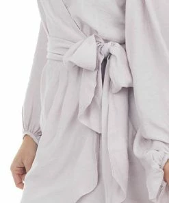 Peach Love Pale Mauve Long Sleeve Surplice Wrap Dress Dresses 30 Peach Love Pale Mauve Long Sleeve Surplice Wrap Dress Dresses