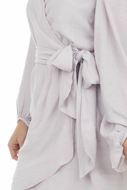 Peach Love Pale Mauve Long Sleeve Surplice Wrap Dress Dresses 15 Peach Love Pale Mauve Long Sleeve Surplice Wrap Dress Dresses