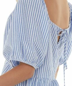Ces Femme Cornflower Striped Puff Sleeve Babydoll Blouse 17 Ces Femme Cornflower Striped Puff Sleeve Babydoll Blouse