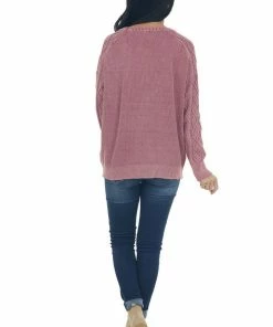 BiBi Tops Hibiscus Mineral Wash Raglan Sleeve Sweater