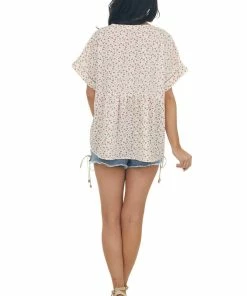 Ces Femme Tops Ivory Ditsy Floral Short Sleeve V Neck Top 26 Ces Femme Tops Ivory Ditsy Floral Short Sleeve V Neck Top