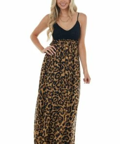 Dress Day Leopard Print Open Back Sleeveless Maxi Dress