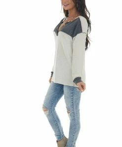 BiBi Charcoal And Cream Button Detailed Knit Top 15 BiBi Charcoal And Cream Button Detailed Knit Top