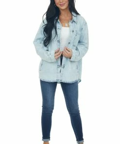 Wishlist Light Wash Button Up Denim Jacket With Pockets 12 Wishlist Light Wash Button Up Denim Jacket With Pockets